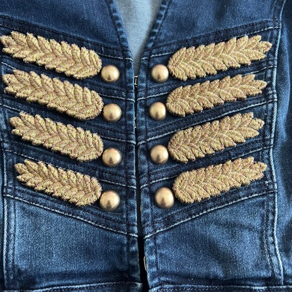 Denim military jacket by Bebe, sz small - Picture 6 of 6